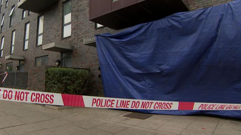 The crime scene in Tower Hamlets