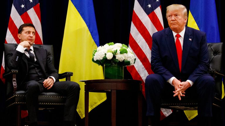 Volodymr Zelenskyy with Donald Trump in 2020. Pic: Reuters