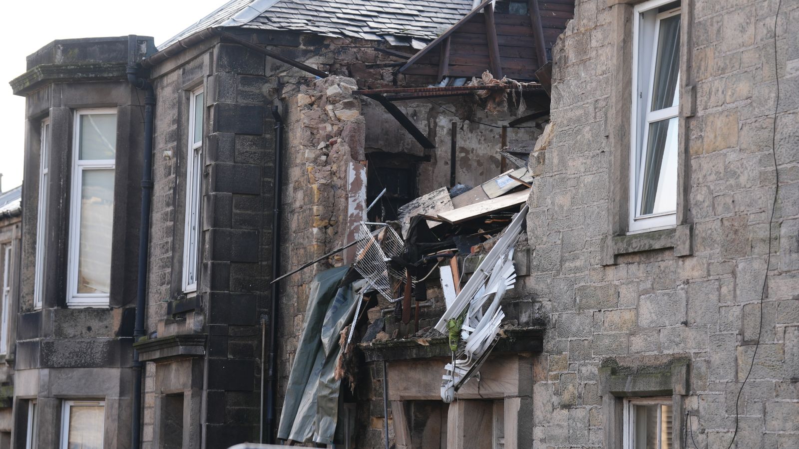 One dead and three hurt after explosion at block of flats in Alloa, Scotland