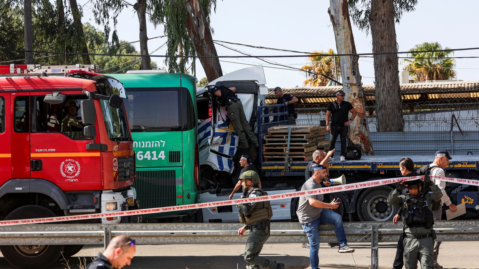 One killed after truck rams bus stop near Tel Aviv - as Iranian leader responds to Israeli strikes