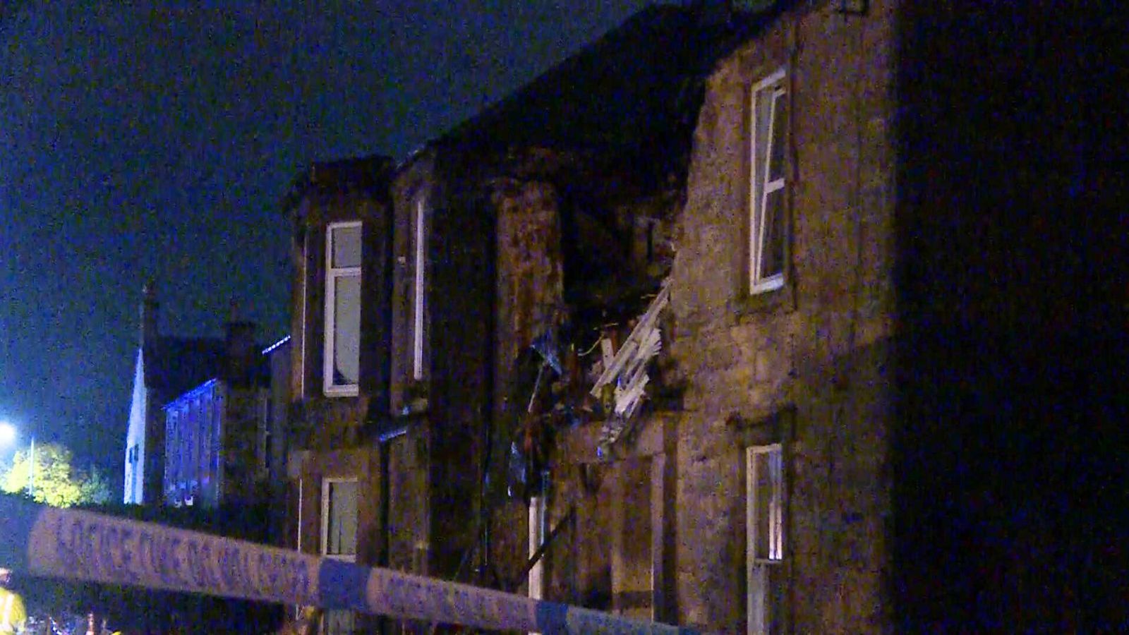 One dead and three hurt after explosion at block of flats in Alloa, Scotland