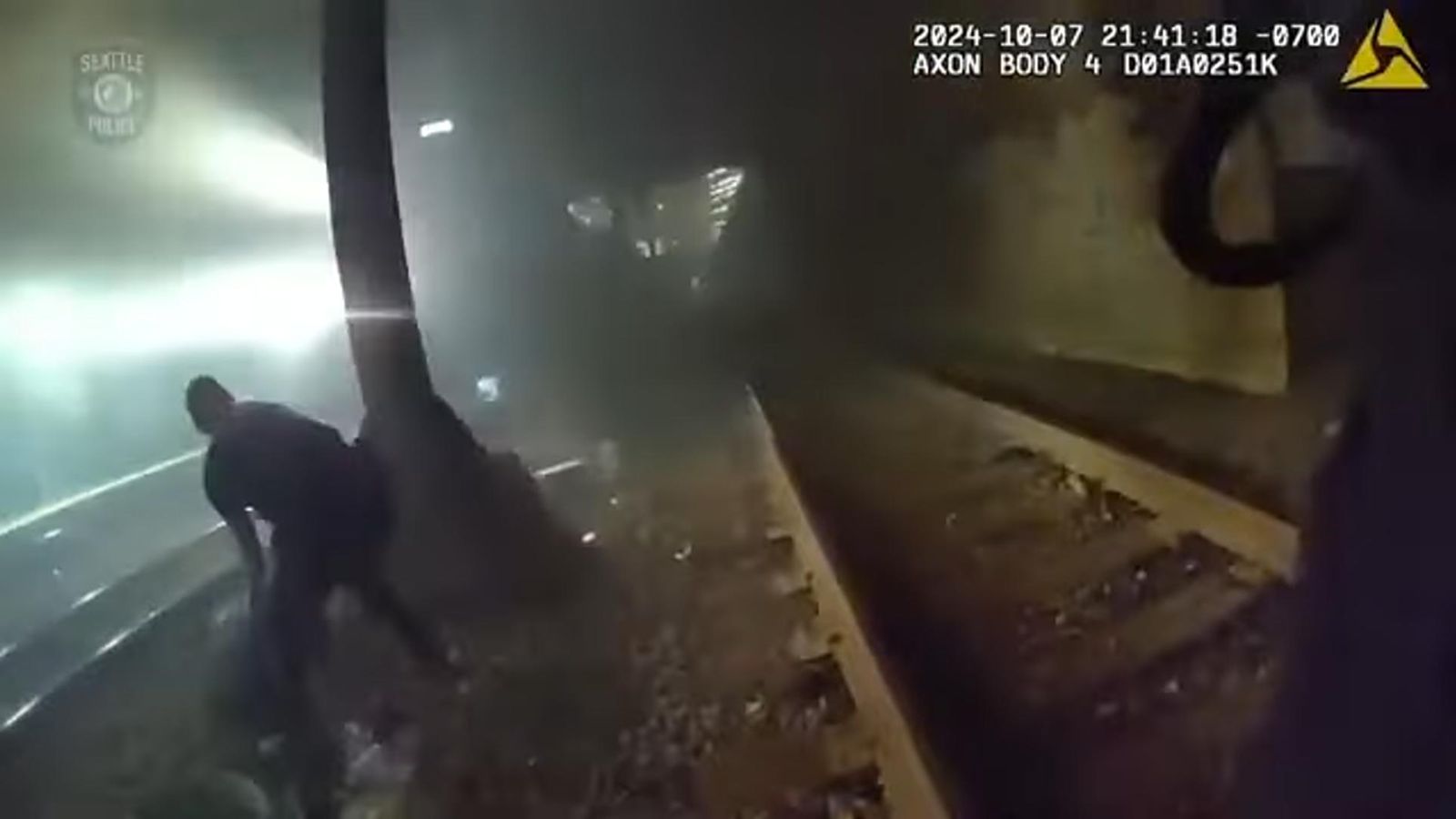 Seattle: Police save man from train tracks in last minute rescue | US ...