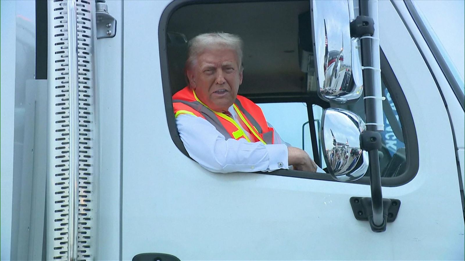 Donald Trump rides in garbage truck after Biden's 'garbage' comment ...