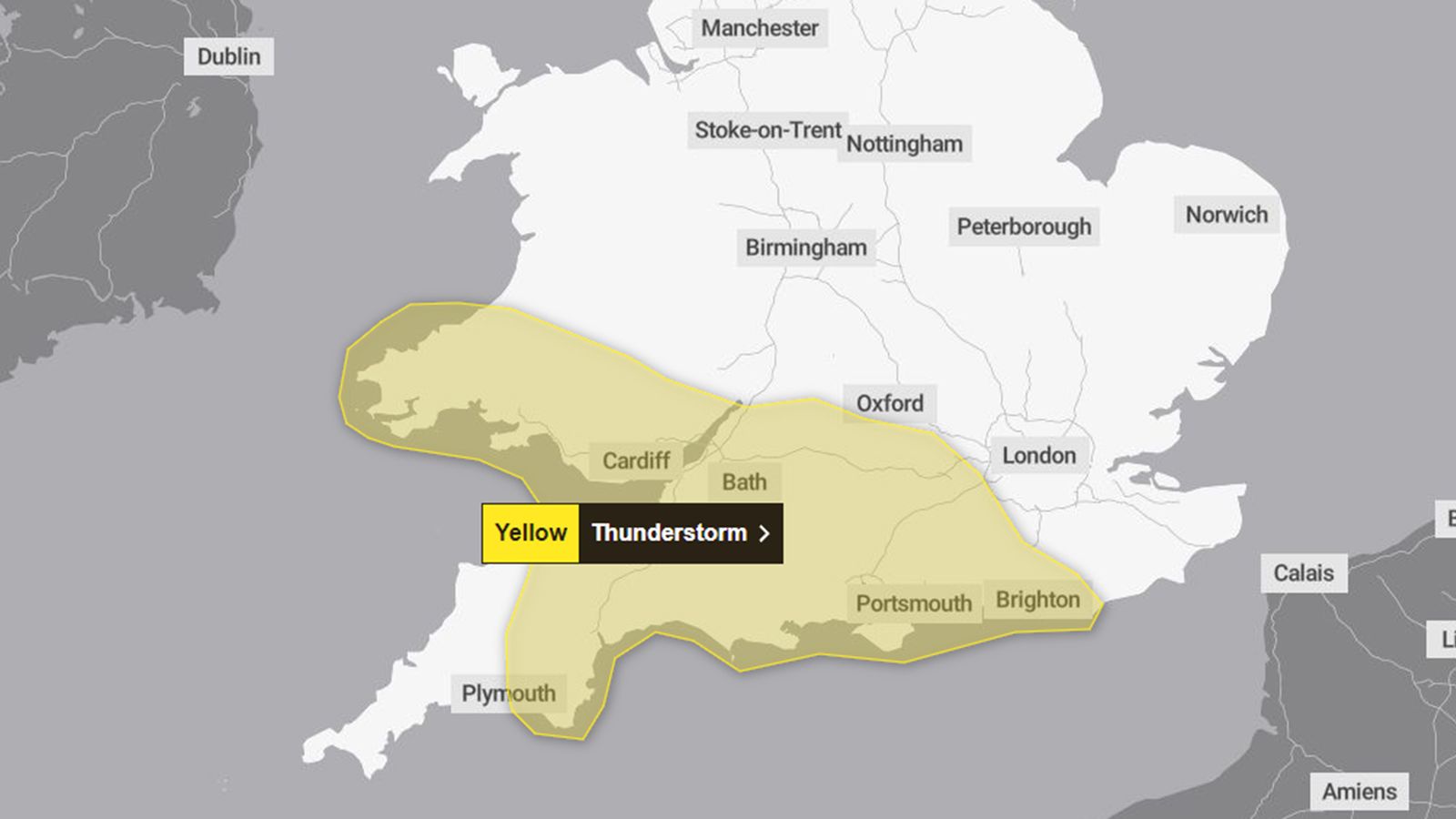 UK weather: Thunderstorm warning issued by Met Office for parts of England and Wales