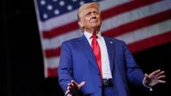 FILE PHOTO: Republican presidential nominee and former U.S. President Donald Trump gestures during a rally in Novi, Michigan, U.S. October 26, 2024. REUTERS/Carlos Barria/File Photo
