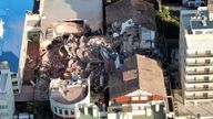 A drone view shows the remains of the hotel Dubrovnik, after collapsed.
Pic: Reuters