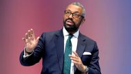 James Cleverly takes part in a Q & A in front of party members .
Pic: PA