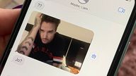 Pictures of Jodie Richards' iphone screen showing a text message exchange with Liam Payne before his death. Richards taught Payne at her performing arts company in Wolverhampton.