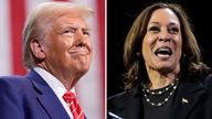 Donald Trump and  Kamala Harris.
Pic: AP