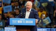 Tim Walz speaks at an event in Madison, Wisconsin. Pic: AP