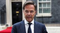 NATO Secretary General Mark Rutte speaks to the media outside 10 Downing Street in London, Britain, October 10, 2024. Pic: Reuters