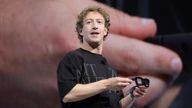 Meta CEO Mark Zuckerberg presents Orion AR glasses at the Meta Connect annual event at the company's headquarters in Menlo Park, California, U.S., September 25, 2024. REUTERS/Manuel Orbegozo