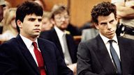 Lyle, left, and Erik Menendez sit in Beverly Hills Municipal Court where their attorneys delayed making pleas on behalf of the brothers who are suspected in the murders of their millionaire parents, Jose and Mary Louise ?Kitty? Menendez, in Beverly Hills, Calif., last Aug., March 12, 1990. The arraignment for the brothers has been scheduled for March 26. (AP Photo/Nick Ut)