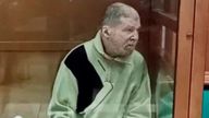 Stephen Hubbard, a U.S. citizen accused of fighting as a mercenary for Ukraine against Russia attends a court hearing.
Pic: Moscow City Court Press Service/Reuters
