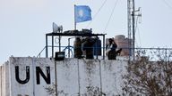 Members of UNIFIL observer the Lebanese-Israeli border. File pic: Reuters