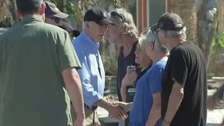 Joe Biden did an aerial tour of St Petersburg, Florida and met with residents who have been impacted by back to back storms. 