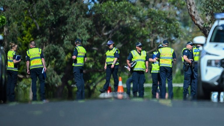 Victoria Police establish a crime scene outside Auburn South Primary School, Tooronga Rd, Hawthorn East, in Melbourne, Australia, Tuesday October 29, 2024. (Joel Carrett/AAP Image via AP)