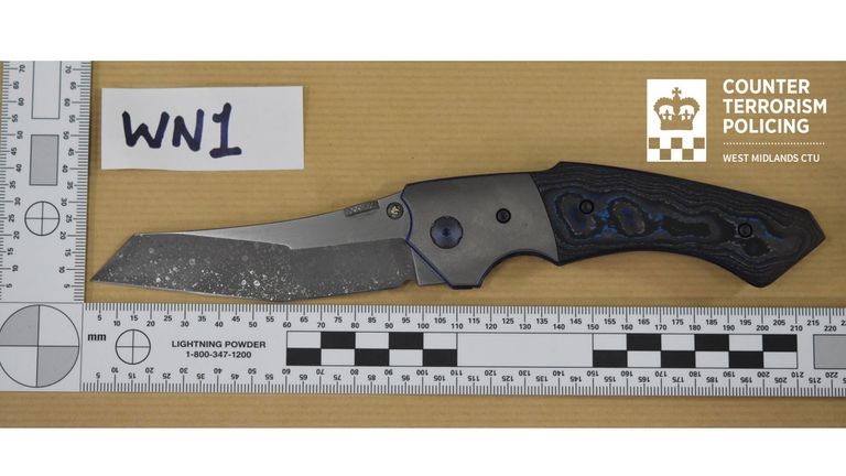 Knife belonging to Callum Ulysses Parslow. Photo: West Midlands/PA Police.