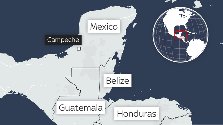 map of mexico and region of campeche