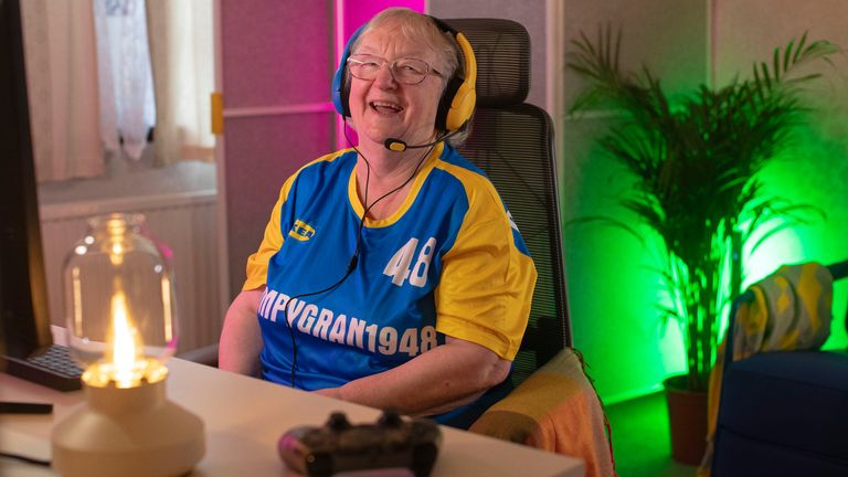 Undated handout photo issued by IKEA of Cath Bowie, a 76-year-old grandma from Moray, Scotland, who live streams playing video games has said when she was introduced to popular title Fortnite, it was "love at first sight". Bowie was introduced to Fortnite by her grandson. Issue date: Monday October 21, 2024.