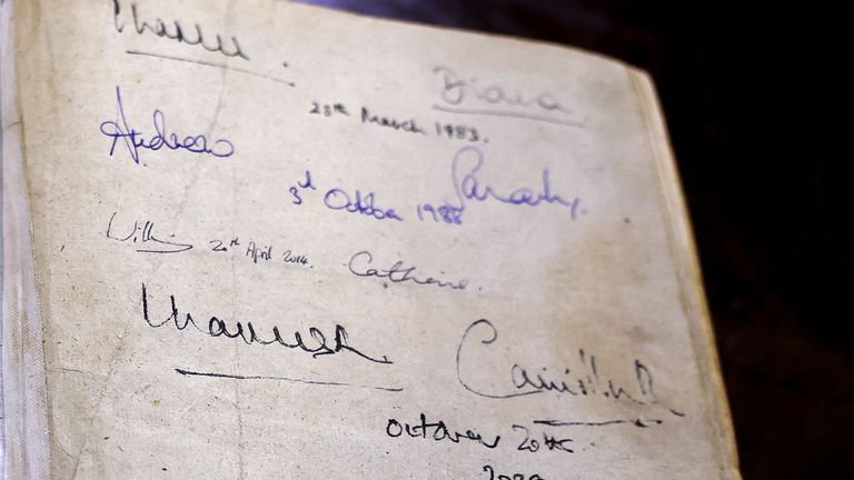 The signatures of King Charles III and Queen Camilla are seen along with other British royals including the Prince and Princess of Wales, and Diana, the Princess of Wales, are seen on a Bible, on the Book of Common Prayer following a Sunday church service at St Thomas' Anglican Church in north Sydney on day one of their visit to Australia and Samoa. Picture date: Sunday October 20, 2024.

