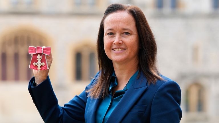 Referee Cheryl Foster after being made a Member of the Order of the British Empire (MBE) by the Prince of Wales at Windsor Castle, Berkshire. Picture date: Wednesday October 2, 2024.