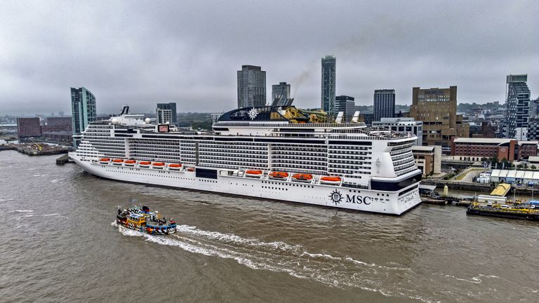 The cruise ship MSC Virtuosa moored at Liverpool Cruise Terminal. Picture date: Thursday June 24, 2021.