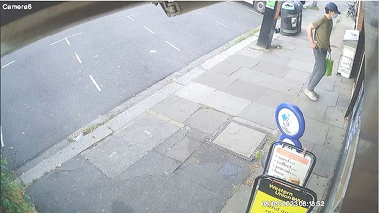 Handout CCTV issued by the Metropolitan Police dated 8/9/2023 of Daniel Khalife at a newsagents in Grove Park Road, Chiswick, London, which was shown to a jury at the Old Bailey, London, during his trial. Khalife, 23, is alleged to have fled his Army barracks in January 2023 when he realised he would face criminal charges over allegations he passed classified information on to the Middle Eastern country's intelligence service. Later, while on remand, he is alleged to have escaped from HMP Wandsw