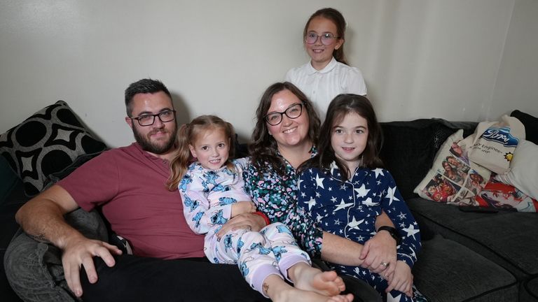 The Matthewman family, with their daughters Matilda, Alice and Grace (left to right). 