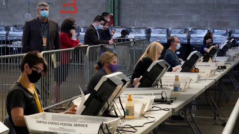 Ballots being counted in Pittsburgh after the 2020 election day