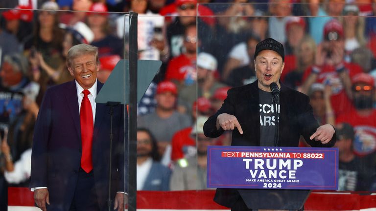 Elon Musk joined Donald Trump on stage. Photo: Reuters