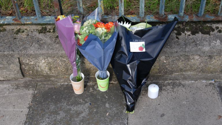 Flowers at the scene near the A20 and Kidbrooke Park Road in Eltham, south-east London where a heavily pregnant woman and her baby have died following a collision with an unmarked police car. Picture date: Friday October 18, 2024. Pic: PA

