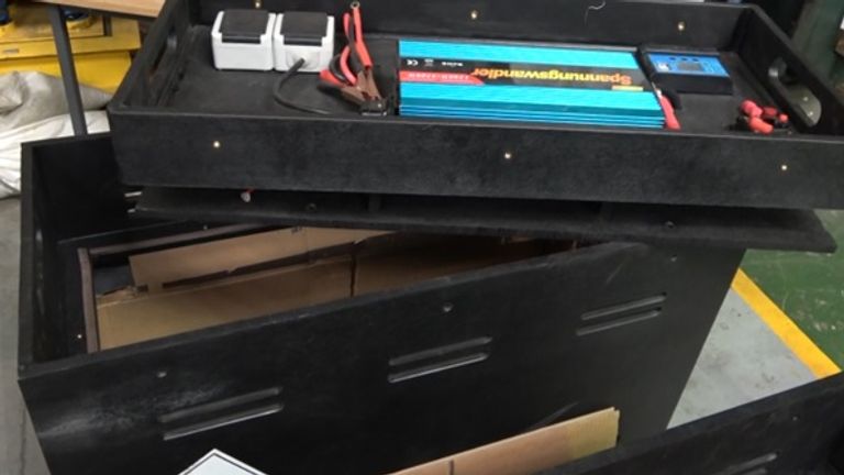 The fake solar panel generators contained voids lined with lead and foil designed to prevent the contents being detected by x-ray scanners. Pic: Crown Office