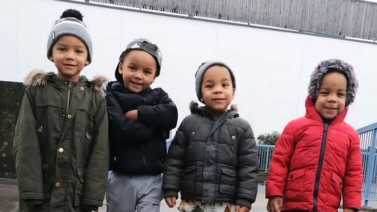 From left: Kyson and Bryson Hoath, aged four, and Leyton and Logan Hoath, aged three. Pic: PA/Metropolitan Police