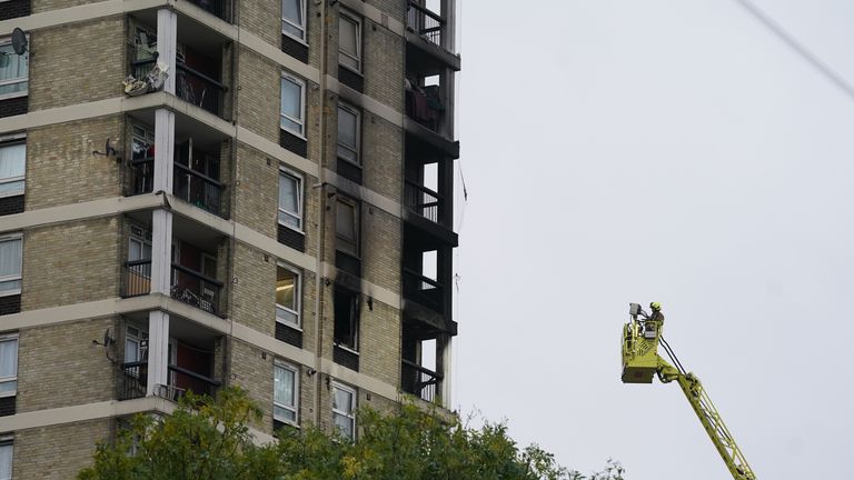 Emergency services at the scene of a fire in Plaistow, east London this morning. Pic: PA
