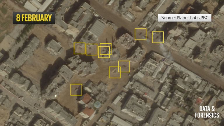 At least 9 of the military vehicles seen in the area on the 8 February can be seen in this image. Credit: Planet Labs PBC 