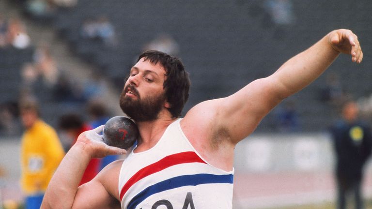 Geoff Capes takes part in the shot put in 1973. Pic: Colorsport/Shutterstock 