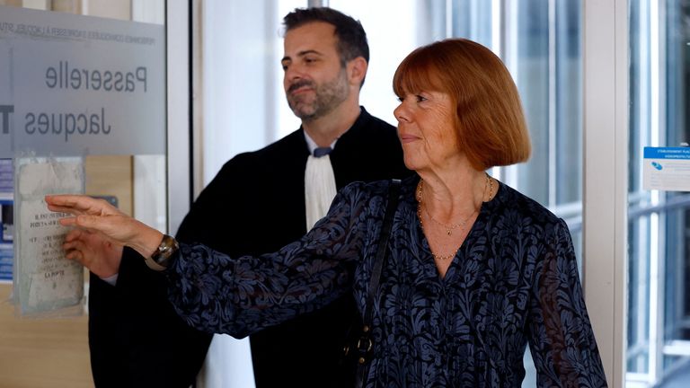 Gisele Pelicot arrives at court with her lawyer Antoine Camus. Photo: Reuters