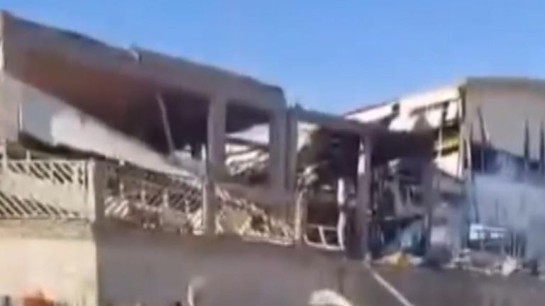 A damaged factory in Shamasbad, south of Tehran, after an Israeli strike in Iran