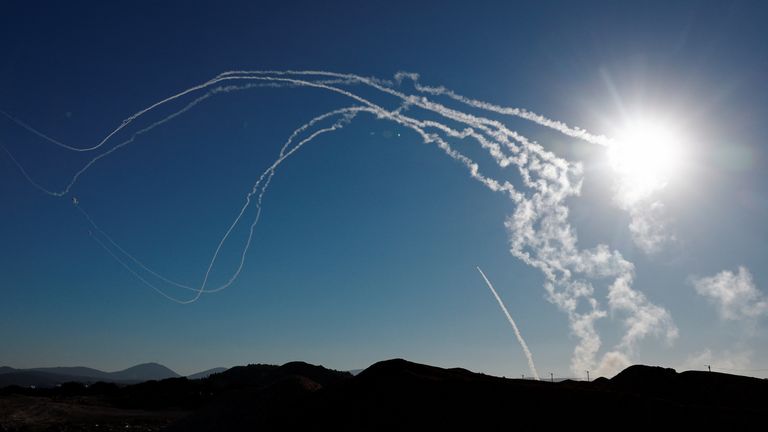 Israel's Iron Dome anti-missile system operates for interceptions as rockets are launched from Lebanon towards Israel, amid cross-border hostilities between Hezbollah and Israel, as seen from near Ein Ya'akov, northern Israel October 21, 2024. REUTERS/Gonzalo Fuentes