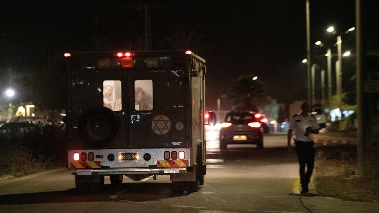 A military ambulance drives near the scene where a drone from Lebanon attacked Israel, amid cross-border hostilities between Hezbollah and Israel, at Binyamina Israel, October 13, 2024. Lebanon's Hezbollah claimed responsibility for the attack. REUTERS/Itay Cohen TPX IMAGES OF THE DAY
