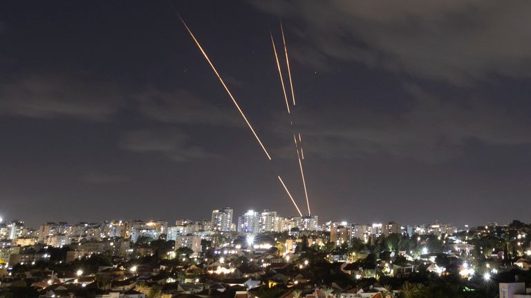 Israel's Iron Dome anti-missile system intercepts rockets, as seen from Ashkelon, Israel, October 1, 2024 REUTERS/Amir Cohen