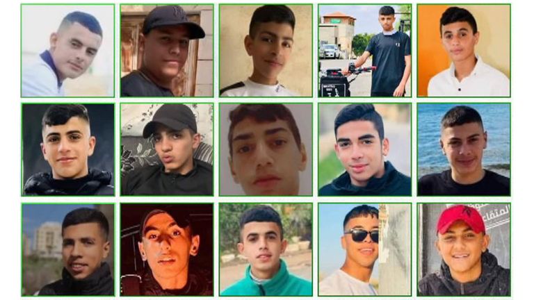 compile for index picture illustrating some of the under 18-year-old Palestinians killed by Israeli forces since Oct 2023