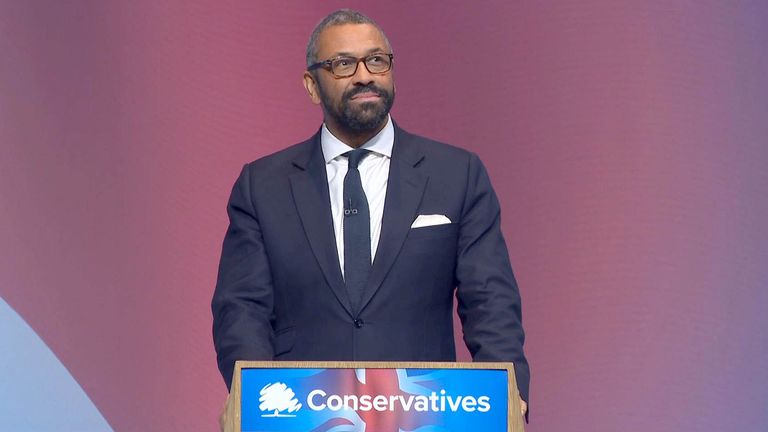 James Cleverly during his speech