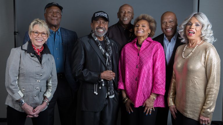 The original cast of Roots - Sandy Duncan, from left, John Amos, Ben Vereen, Louis Gossett Jr., Leslie Uggams, Georg Stanford Brown and Lynne Moody. Pic: Amy Sussman/Invision/AP