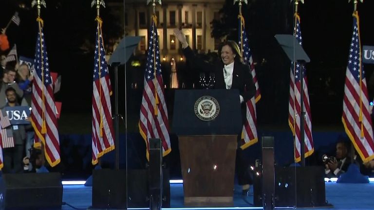 Kamala Harris spoke from the Ellipse near the White House - the site where Donald Trump appeared in January 2021.