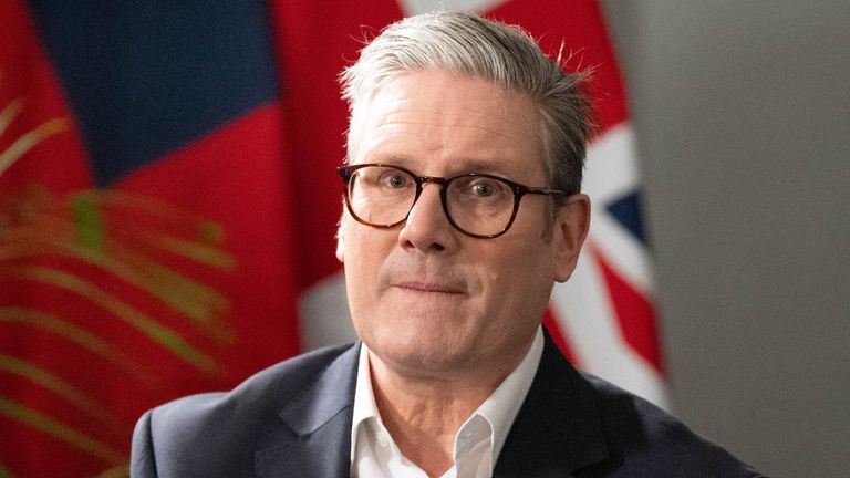 Keir Starmer during a TV interview at the Commonwealth Heads of Government Meeting in Samoa