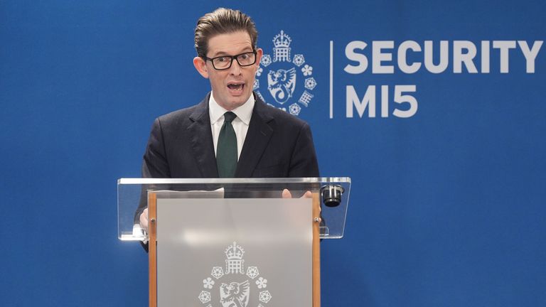 EMBARGOED TO 1300 TUESDAY OCTOBER 8 

Ken McCallum, Director General of MI5, delivers the annual Director General's speech at Thames House in central London. Picture date: Tuesday October 8, 2024. PA Photo. See PA story POLITICS MI5. Photo credit should read: Yui Mok/PA Wire