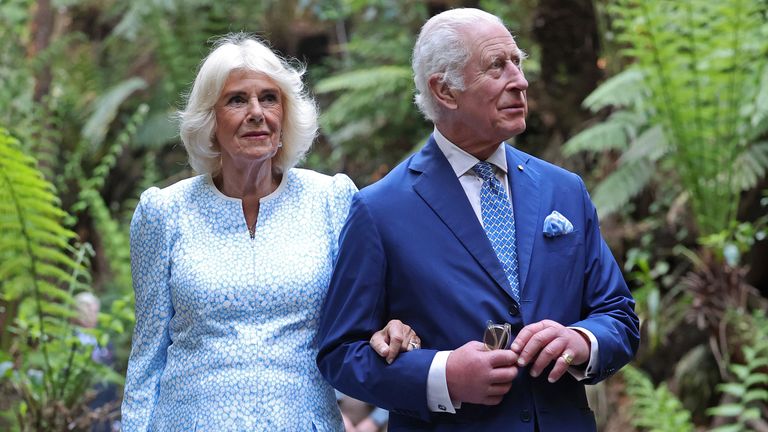 King Charles III and Queen Camilla during a tour of the Australian National Botanic Gardens, in Canberra, on day two of the royal visit to Australia and Samoa. Picture date: Monday October 21, 2024. PA Photo. See PA story ROYAL Tour. Photo credit should read: Chris Jackson/PA Wire 