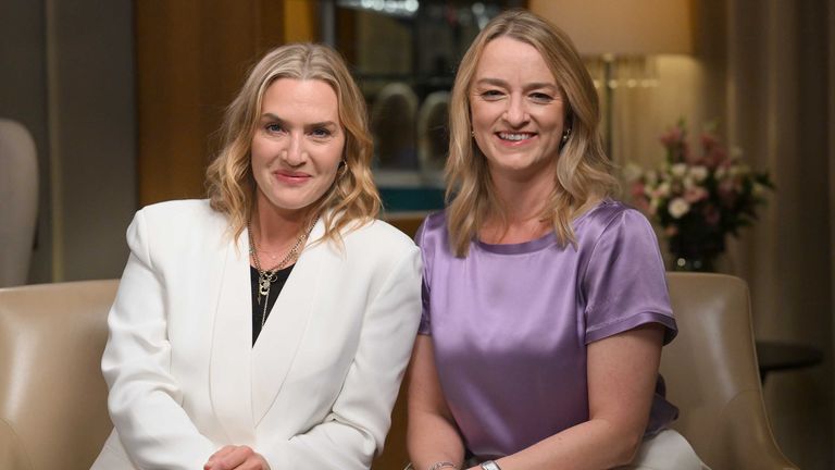 Laura Kuenssberg (R), seen here with actress Kate Winslet last month. Pic: BBC